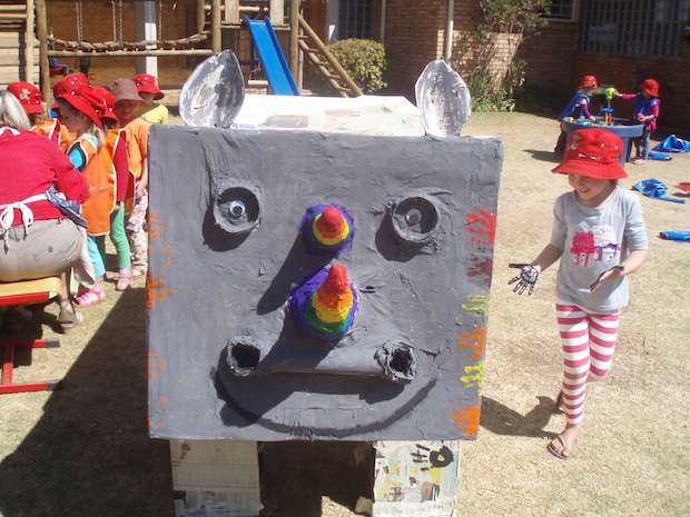 Colorful rhino created by nursery school students!