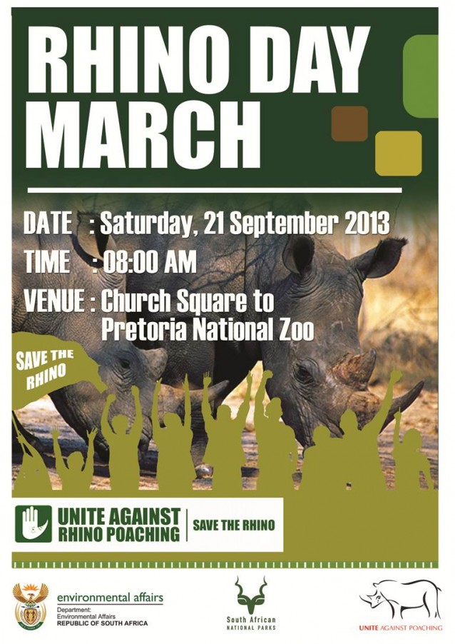 World Rhino Day March in Pretoria, starting at 8:00 AM!