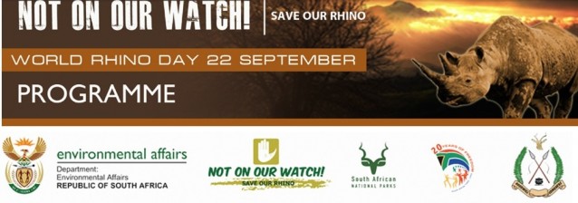 South Africa's Department of Environmental Affairs and SANParks will host World Rhino Day events.